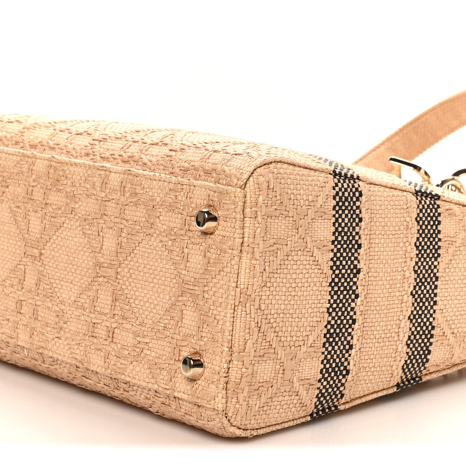 Christian Dior Raffia Woven Cannage Embroidered Medium Lady D-Lite Natural Black 10 of 10