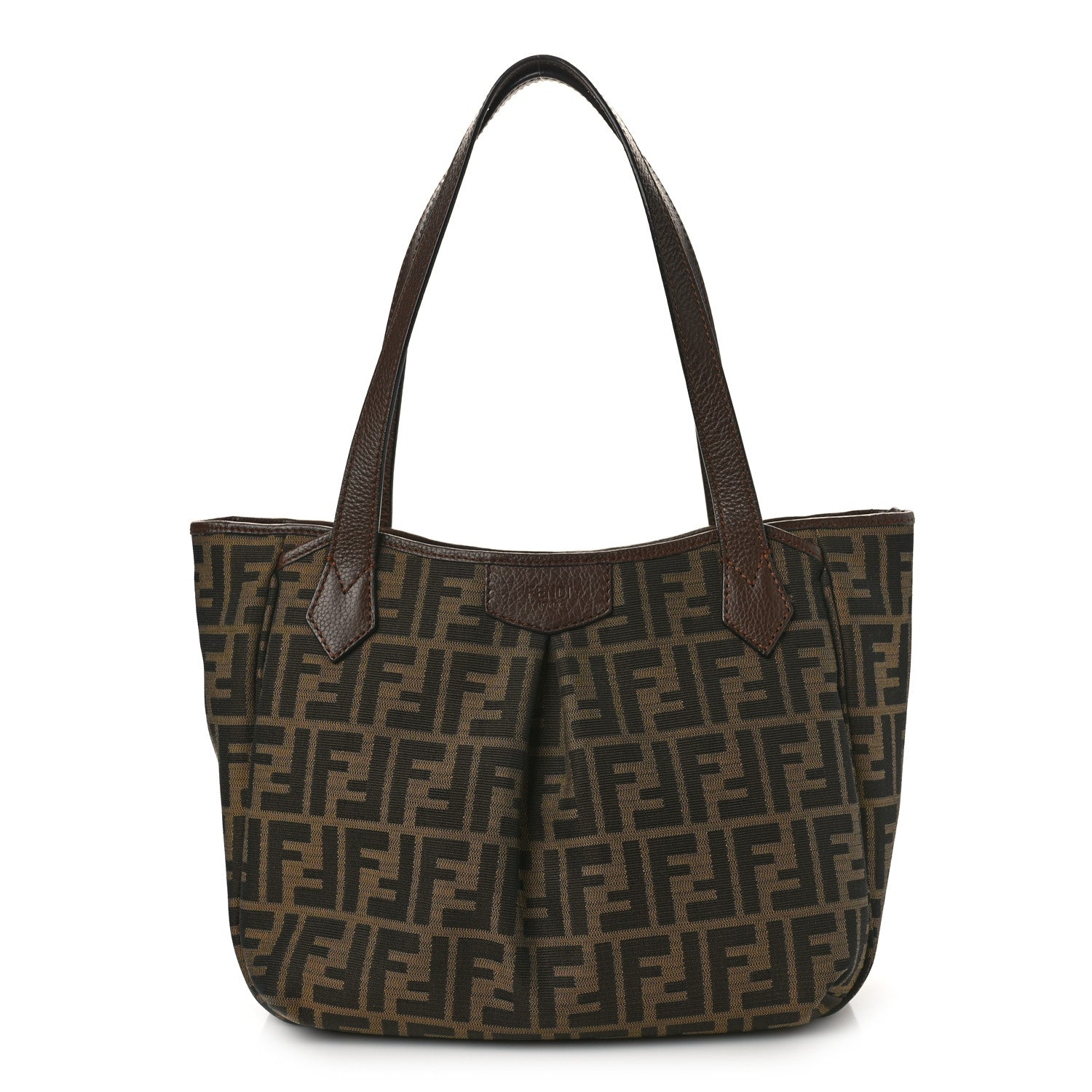 Fendi Zucca Vitello Artic Medium Shopping Tote Tobacco Castagna 1 of 8