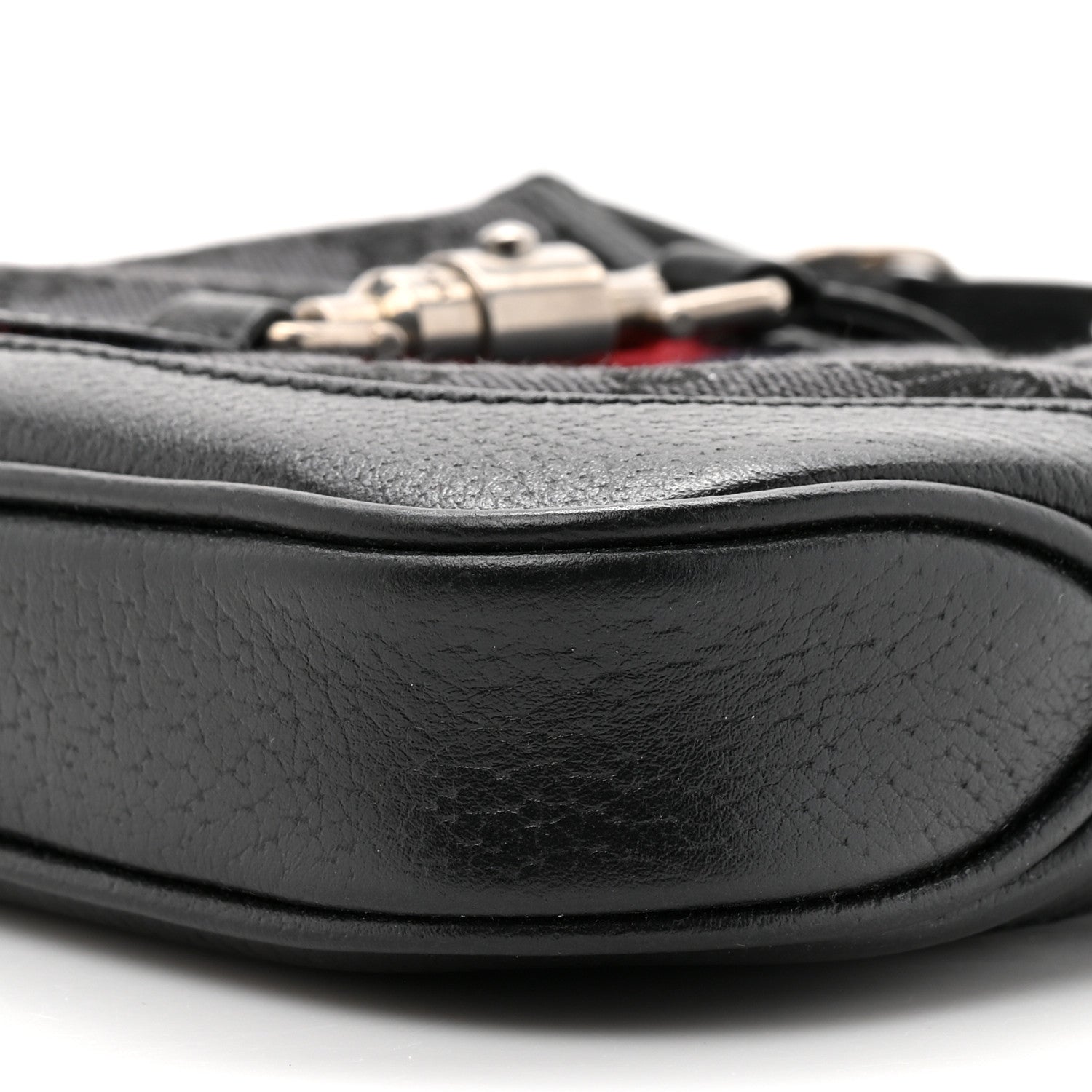 Gucci X BALENCIAGA BB Monogram Calfskin Web Mini Jackie 1961 Hobo Black 10 of 12