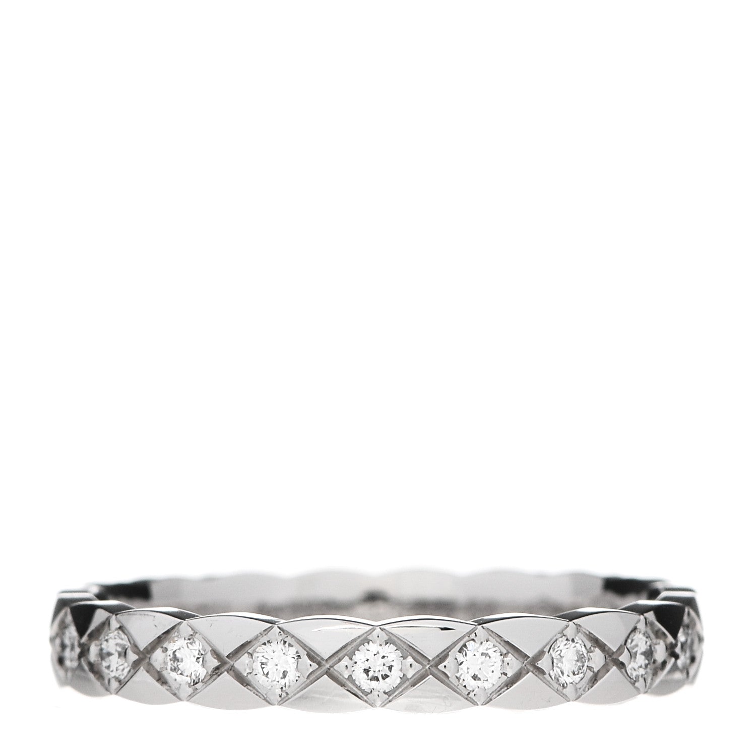 Chanel 18K White Gold Diamond Mini Coco Crush Ring 59 8.75 1 of 6