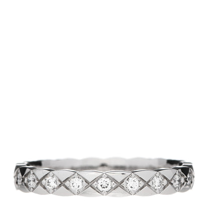 Chanel 18K White Gold Diamond Mini Coco Crush Ring 59 8.75 1 of 6