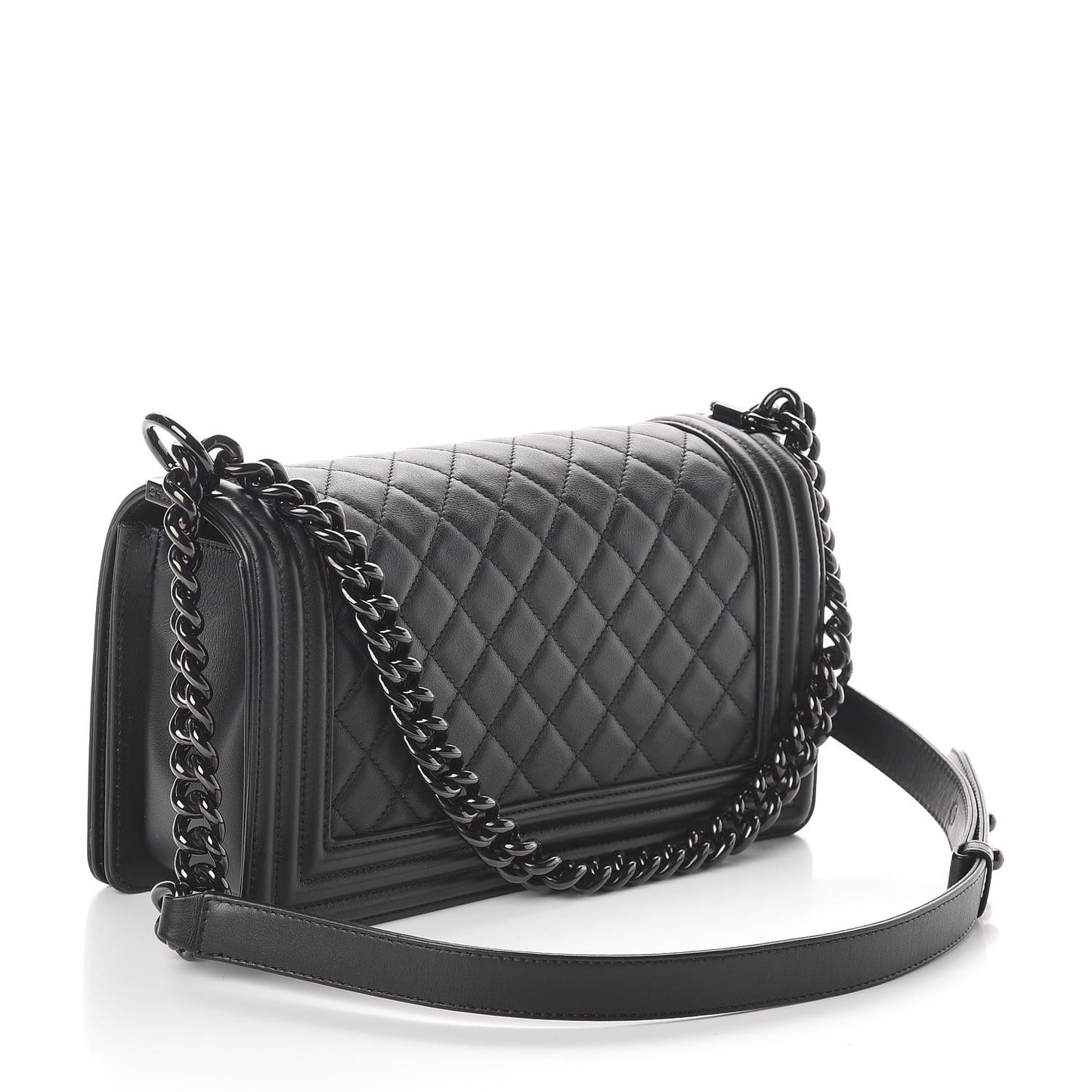 Calfskin Quilted Medium Boy Flap So Black