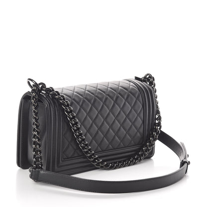 Chanel Calfskin Quilted Medium Boy Flap So Black 3 of 10