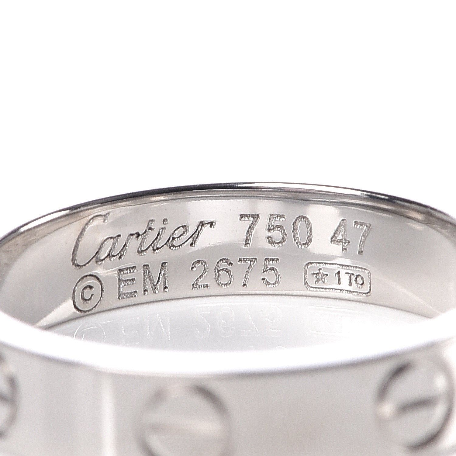 Cartier 18K White Gold 3.5mm LOVE Wedding Band Ring 47 4 3 of 4