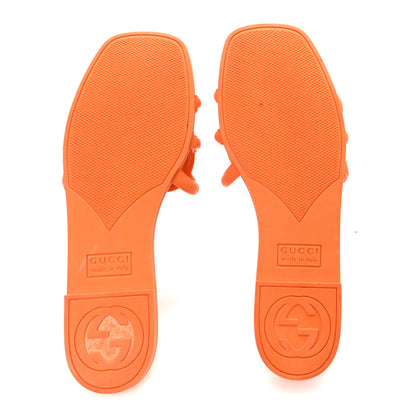Gucci Rubber Interlocking G Womens Slide Sandals 36 Persimmon Orange 6 of 9