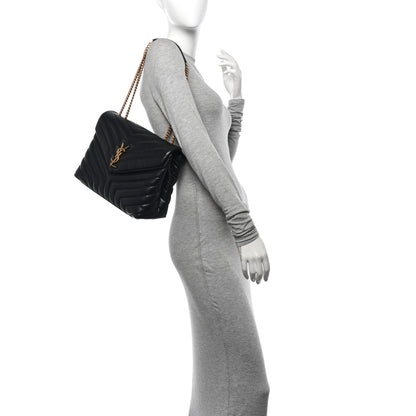 Saint Laurent Calfskin Y Quilted Monogram Medium Loulou Chain Satchel Black 2 of 11