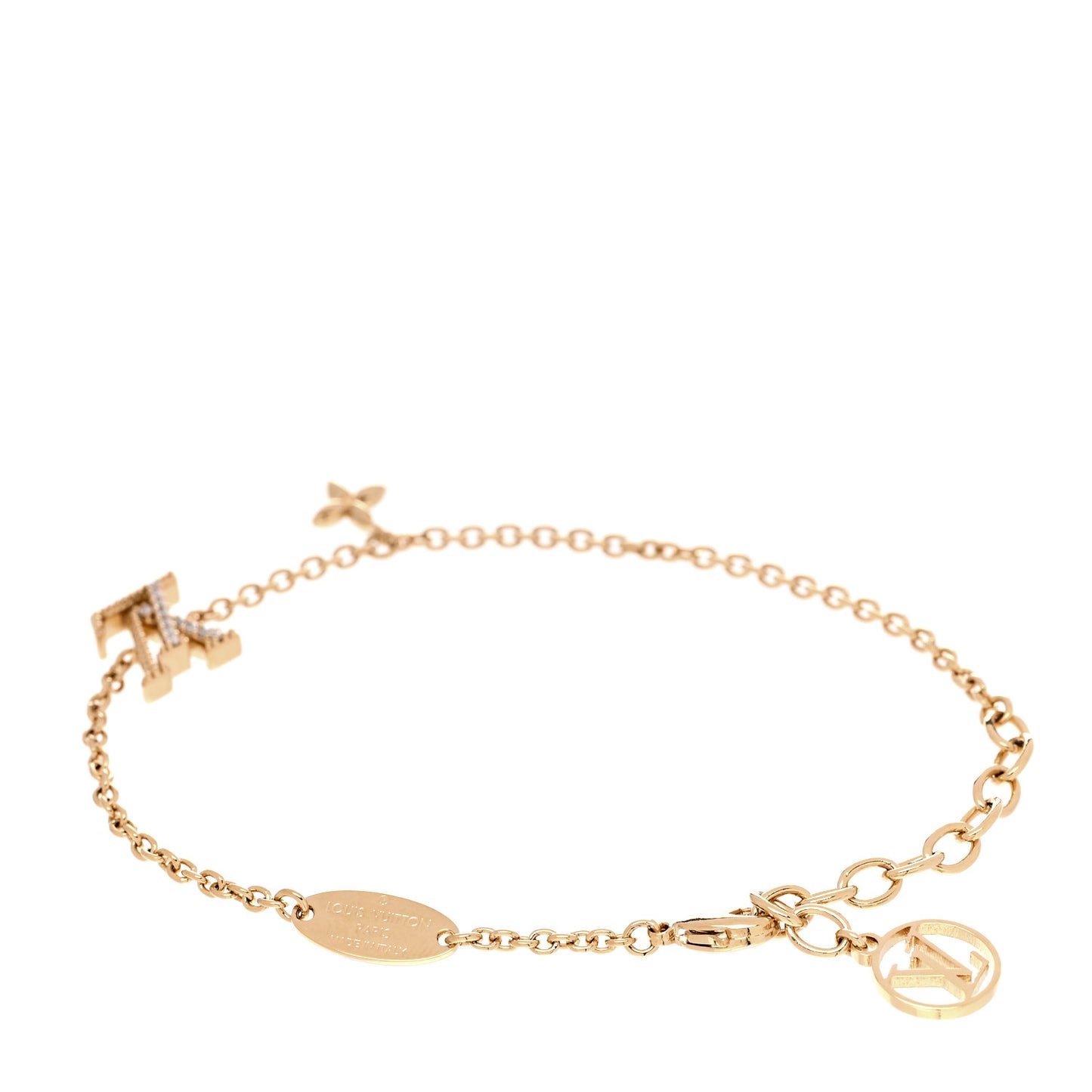 Metal Crystal LV Iconic Bracelet Gold