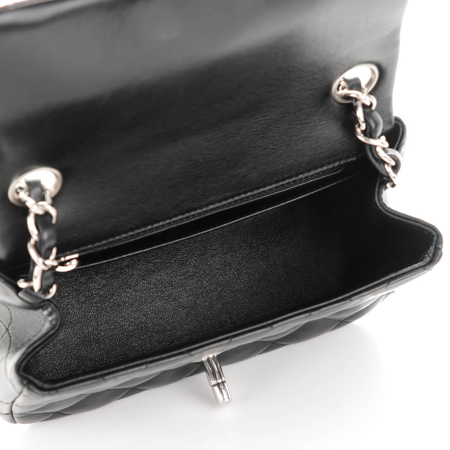 Lambskin Quilted Mini Square Flap Black