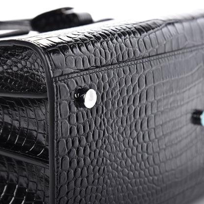 Saint Laurent Calfskin Crocodile Embossed Small Sac de Jour Black 10 of 10