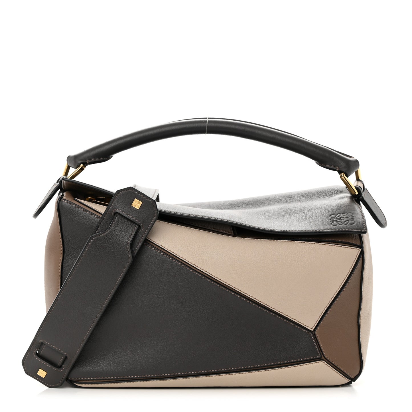 Calfskin Medium Puzzle Bag Brown Dark Taupe