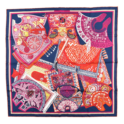 Hermes Silk Tapis De Selle Scarf 90 Marine Violet Rouge 1 of 5