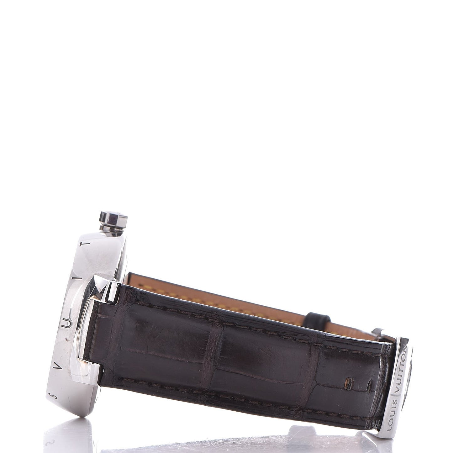 Stainless Steel Alligator 39mm Tambour GMT Automatic Watch Brown