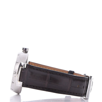 Louis Vuitton Stainless Steel Alligator 39mm Tambour GMT Automatic Watch Brown 3 of 8