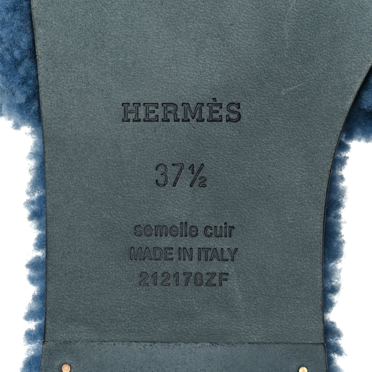 Hermes Woolskin Oran Sandals 37.5 Bleu 12 of 16