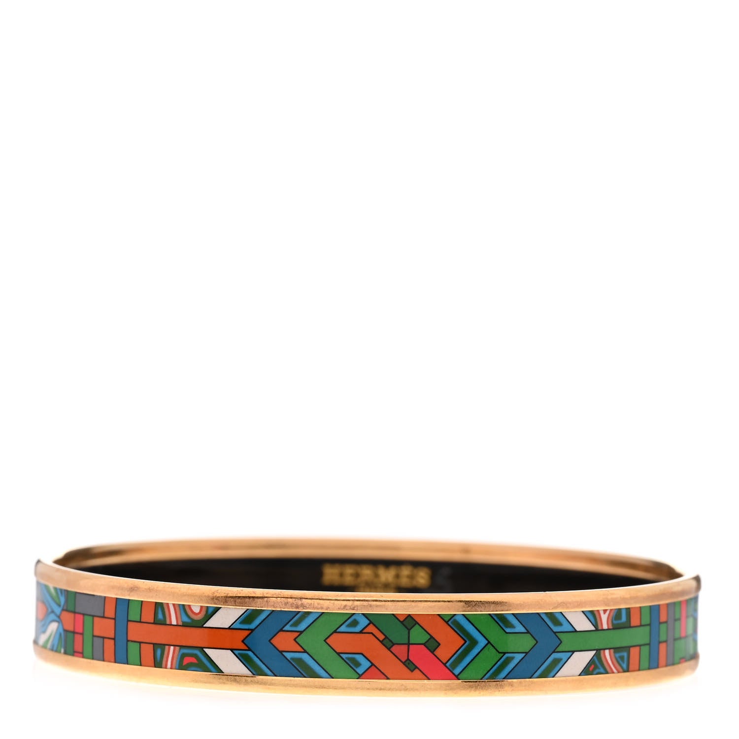 Hermes Enamel Printed Narrow L'Arbre Du Vent Bracelet 62 Folk 1 of 6