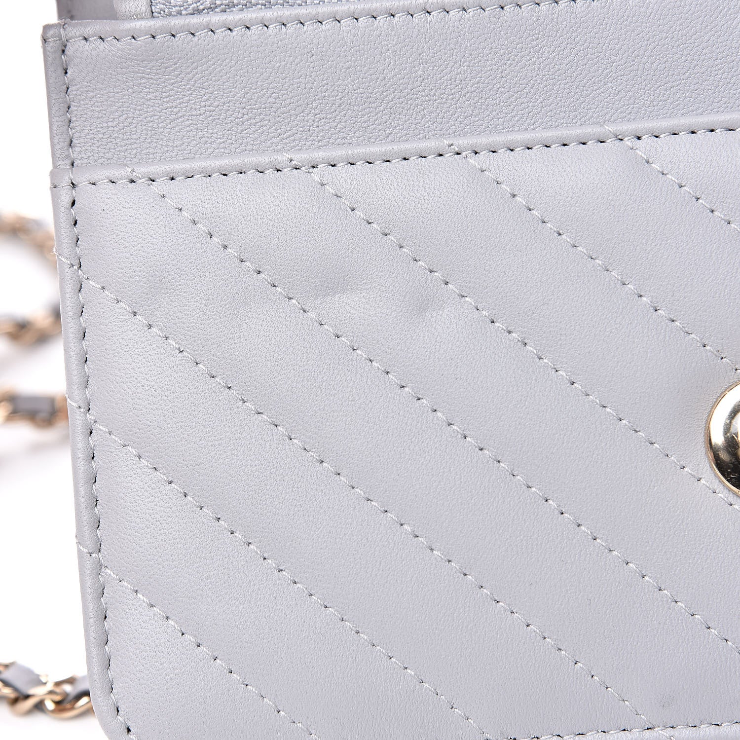 Chanel Lambskin Chevron Quilted Trendy CC Wallet On Chain WOC Grey 11 of 14