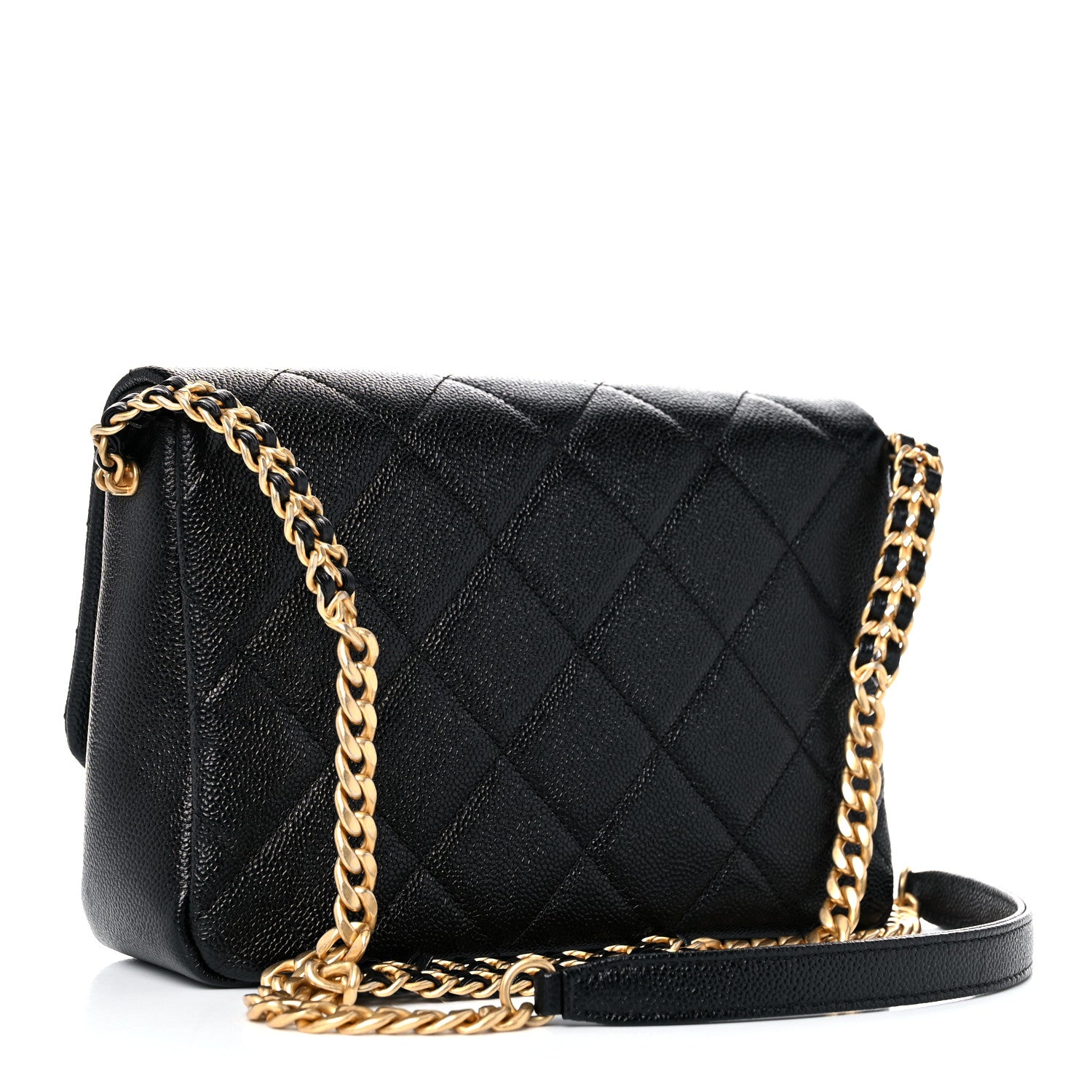 Chanel Shiny Caviar Quilted Small Chain Melody Flap Black 3 of 10