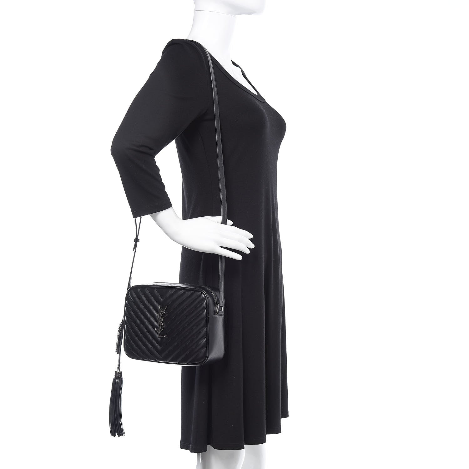 Saint Laurent Calfskin Matelasse Monogram Lou Camera Bag Black 2 of 11