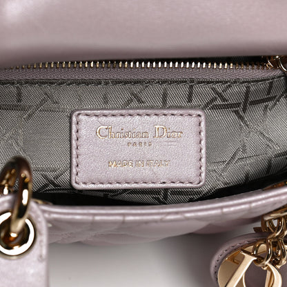 Christian Dior Metallic Lambskin Cannage Mini Lady Dior Lotus 6 of 10