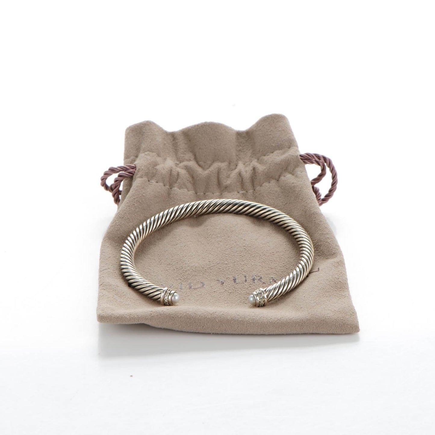Sterling Silver Diamond Pearl 5mm Cable Classics Bracelet