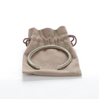 David Yurman Sterling Silver Diamond Pearl 5mm Cable Classics Bracelet 5 of 5
