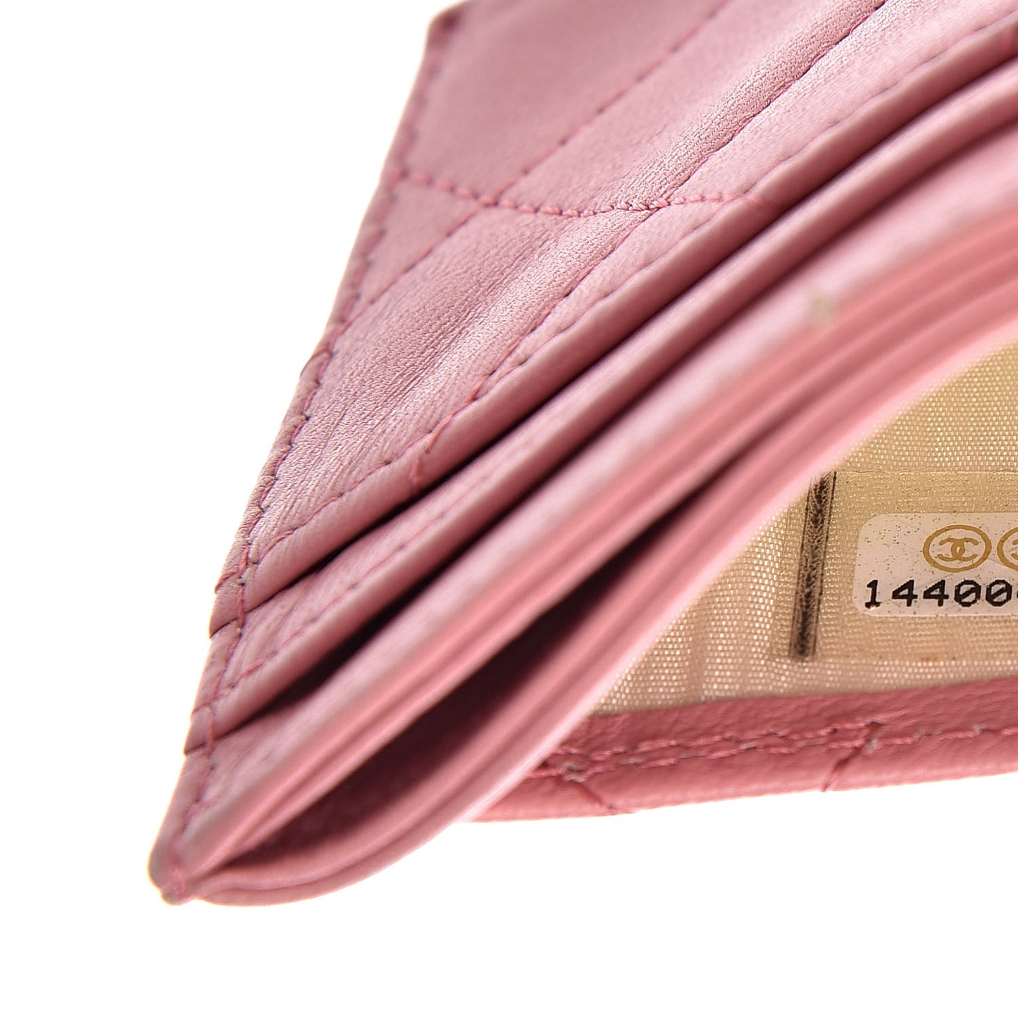 Lambskin Quilted Card Holder Pink