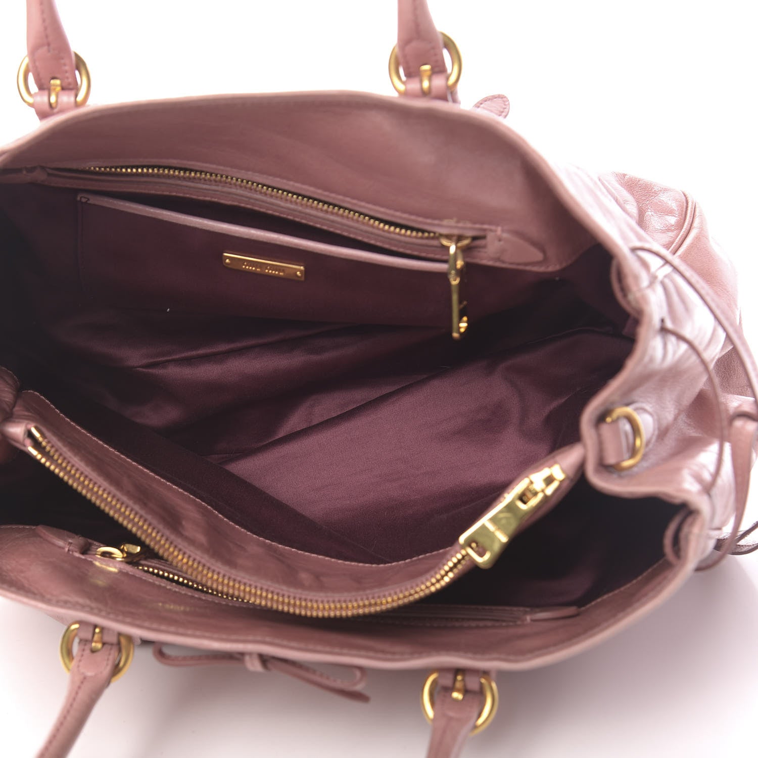 Miu Miu Vitello Shine Bow Tote Mughetto 5 of 12