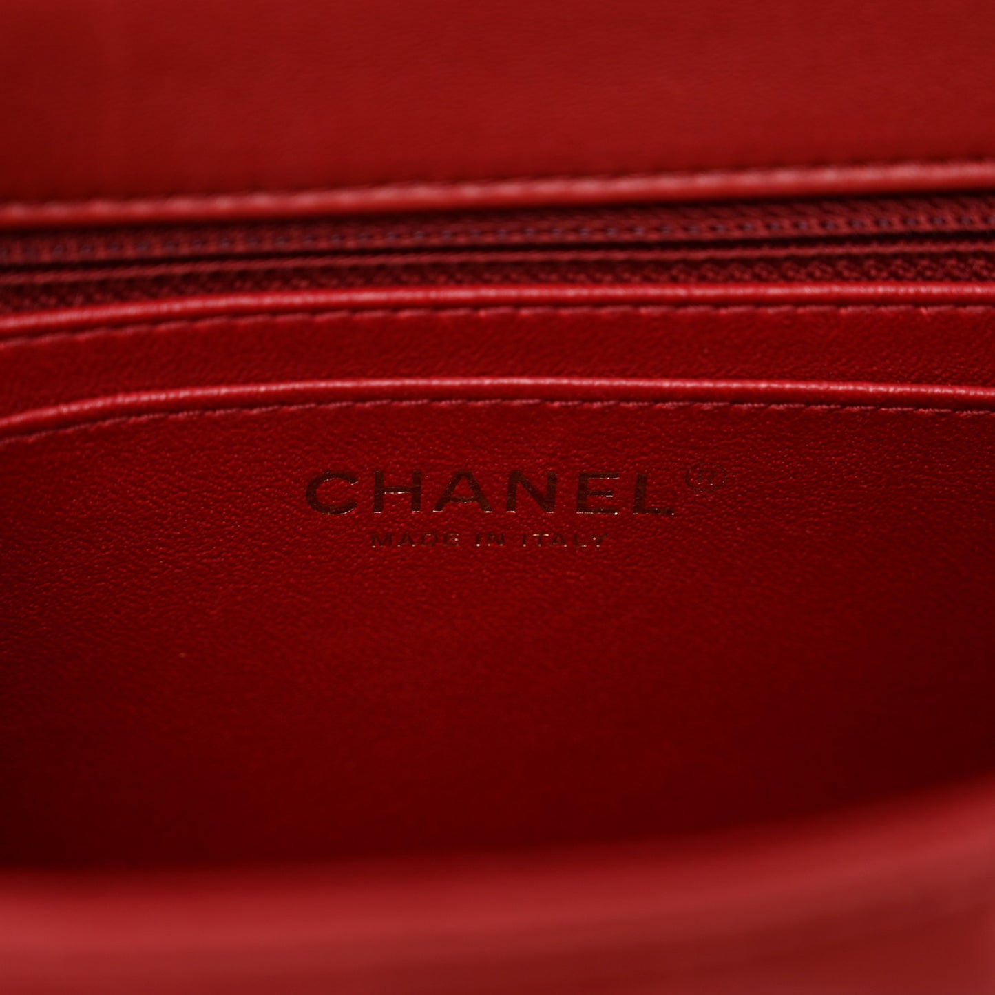 Lambskin Reverse Chevron Quilted Round Top Handle Flap Red