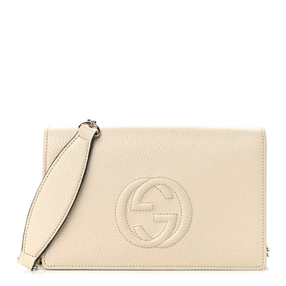 Gucci Pebbled Calfskin Soho Wallet on Chain Ivoire 1 of 8