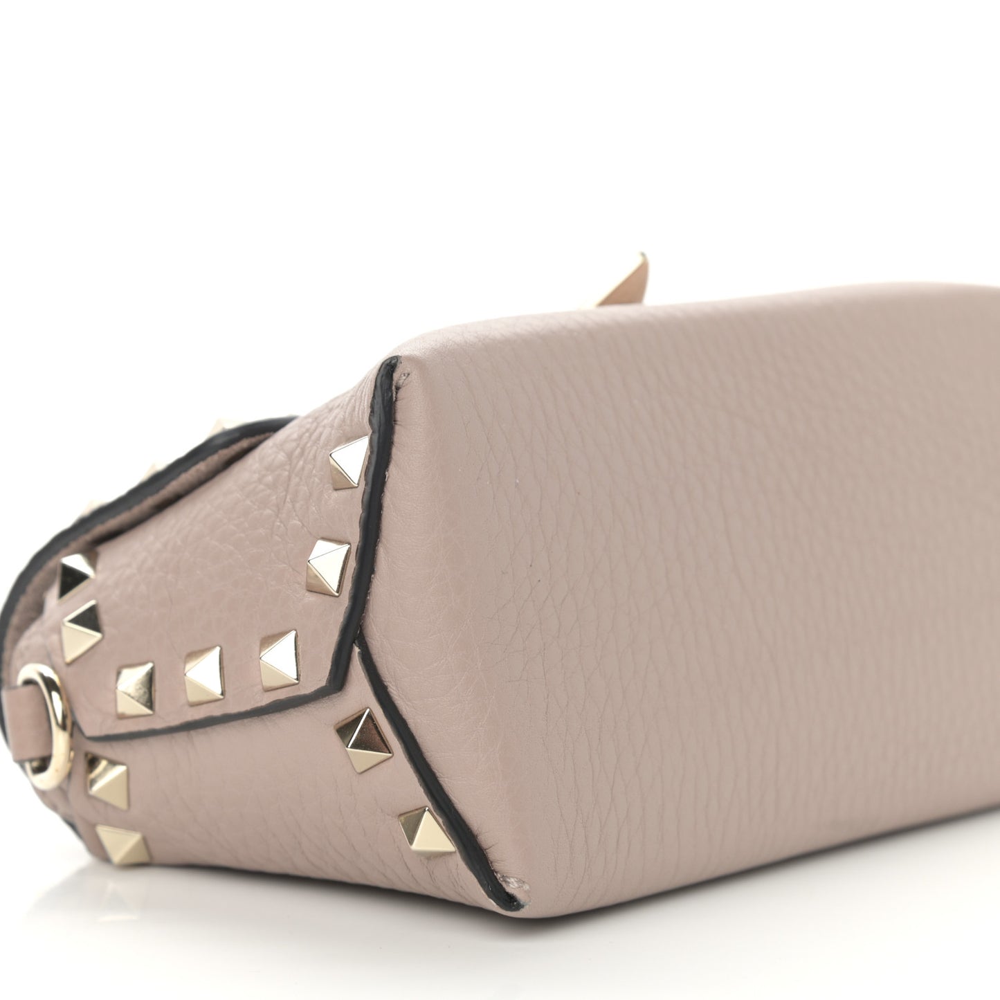 Pebbled Calfskin Mini Rockstud Crossbody Bag Poudre