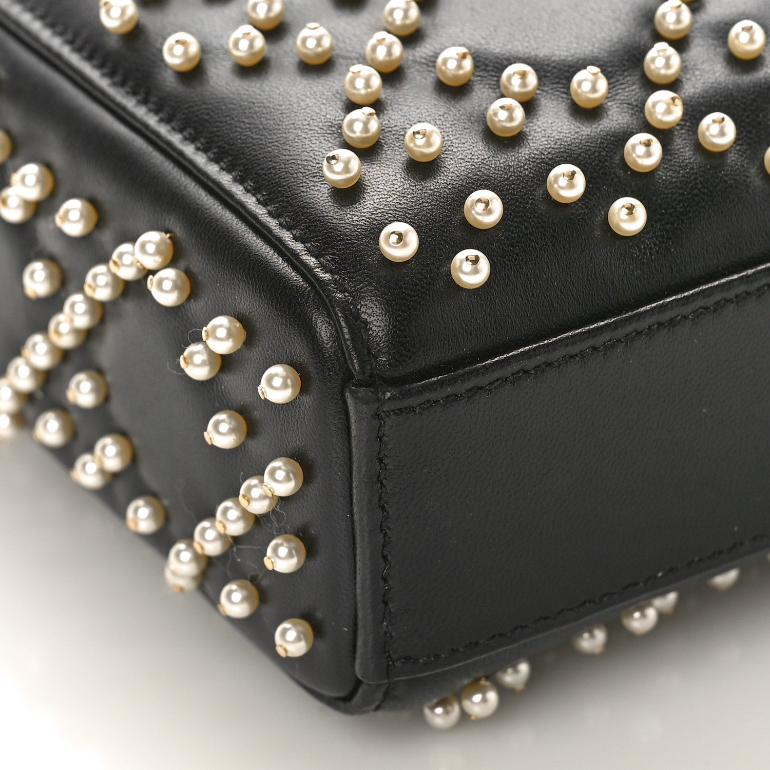 Christian Dior Lambskin Cannage Pearl Studded Small Lady D-Joy