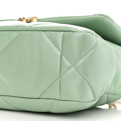 Chanel Shiny Lambskin Quilted Medium Chanel 19 Flap Light Green 10 of 12