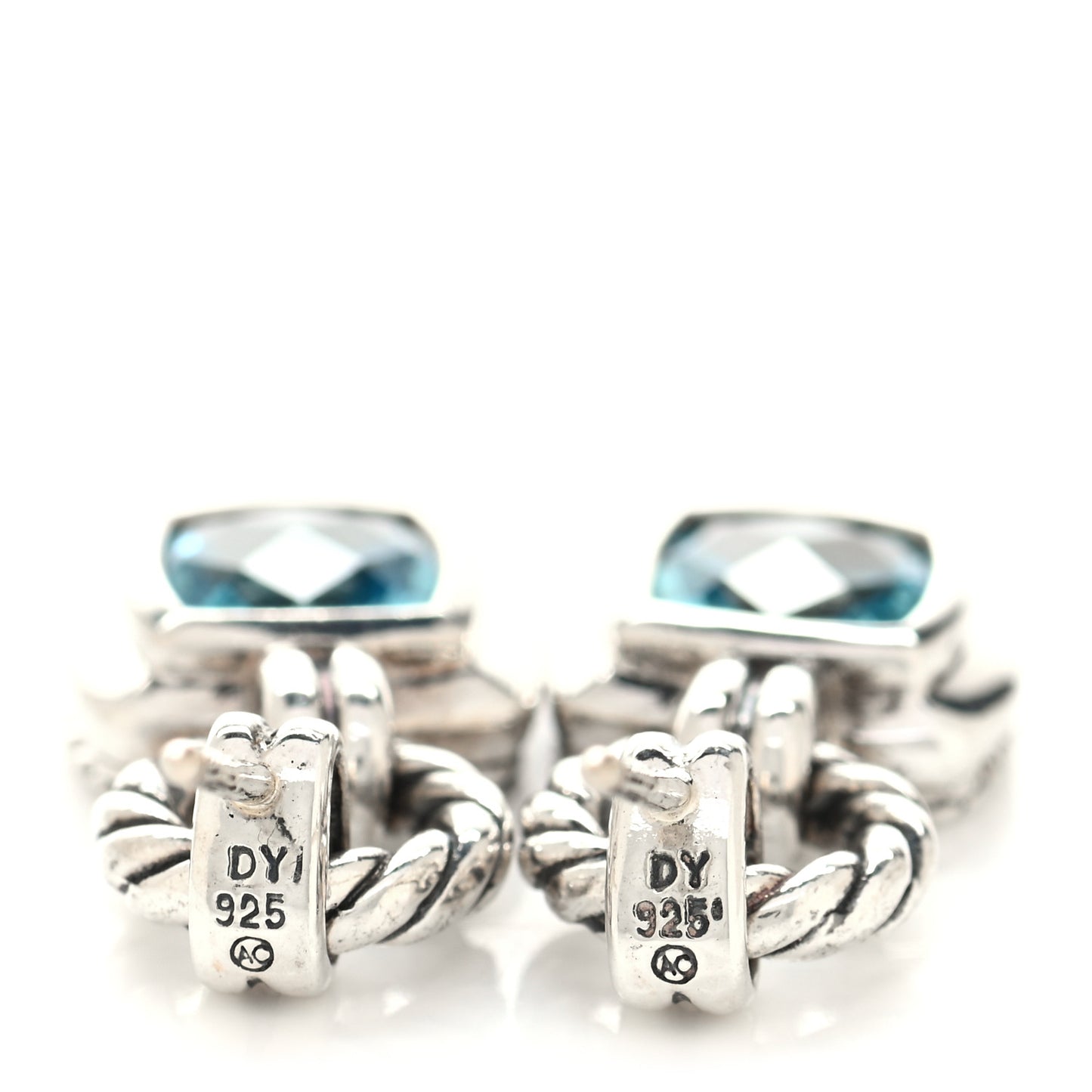 Sterling Silver Blue Topaz 7mm Renaissance Drop Earrings