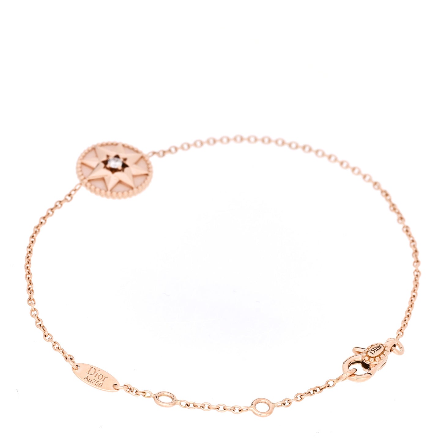 18K Rose Gold Diamond Pink Opal Rose Des Vents Bracelet