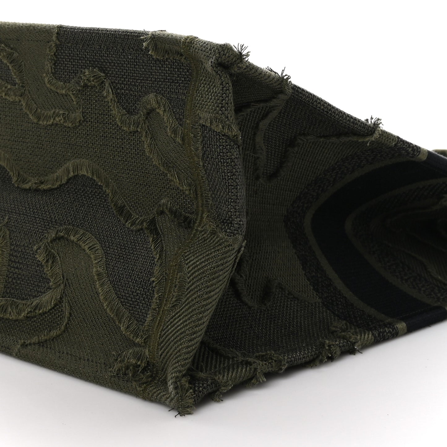 Canvas Embroidered Camouflage Large Book Tote Green