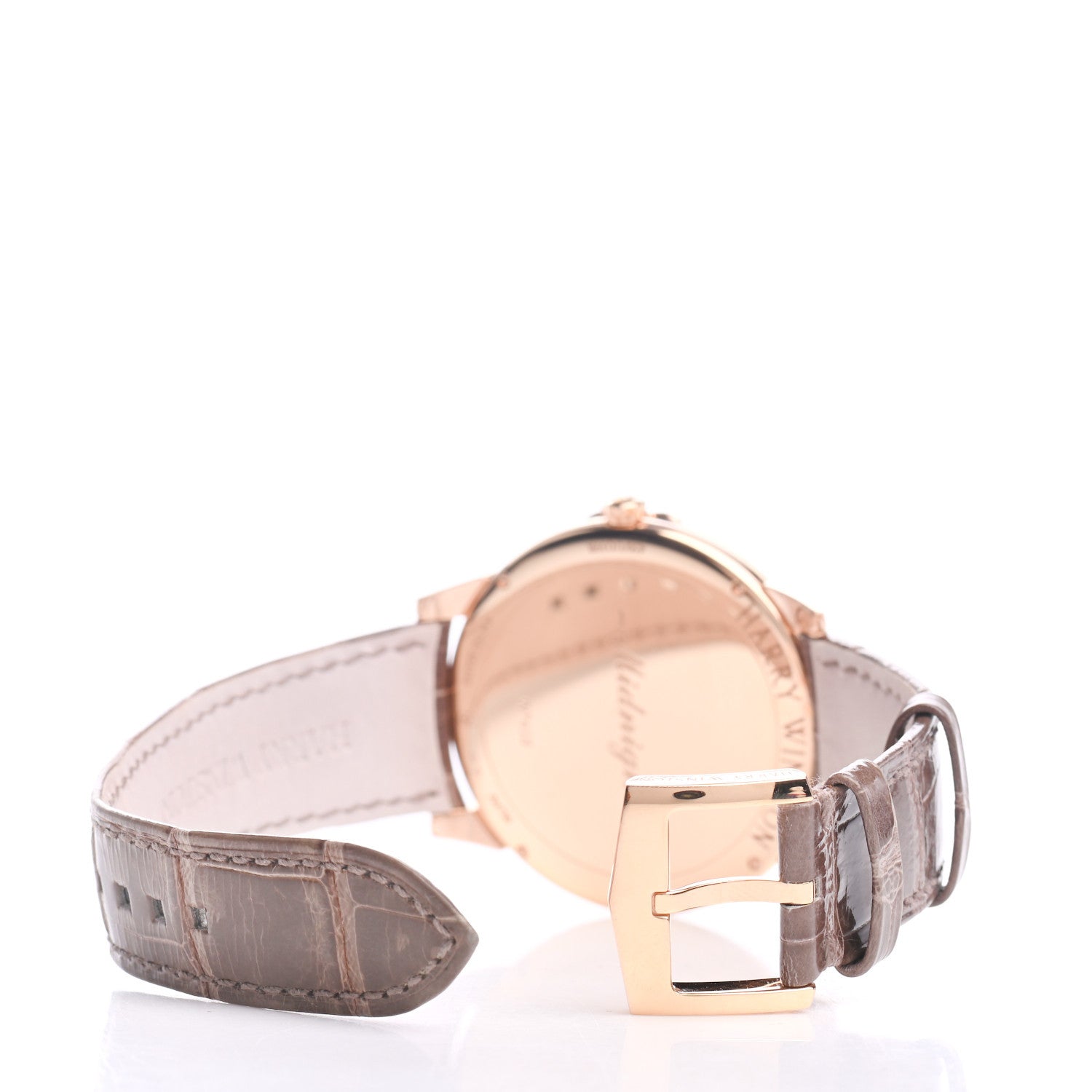 Harry Winston 18K Rose Gold Alligator Diamond Bezel 39mm Midnight Quartz Watch Champagne 4 of 9