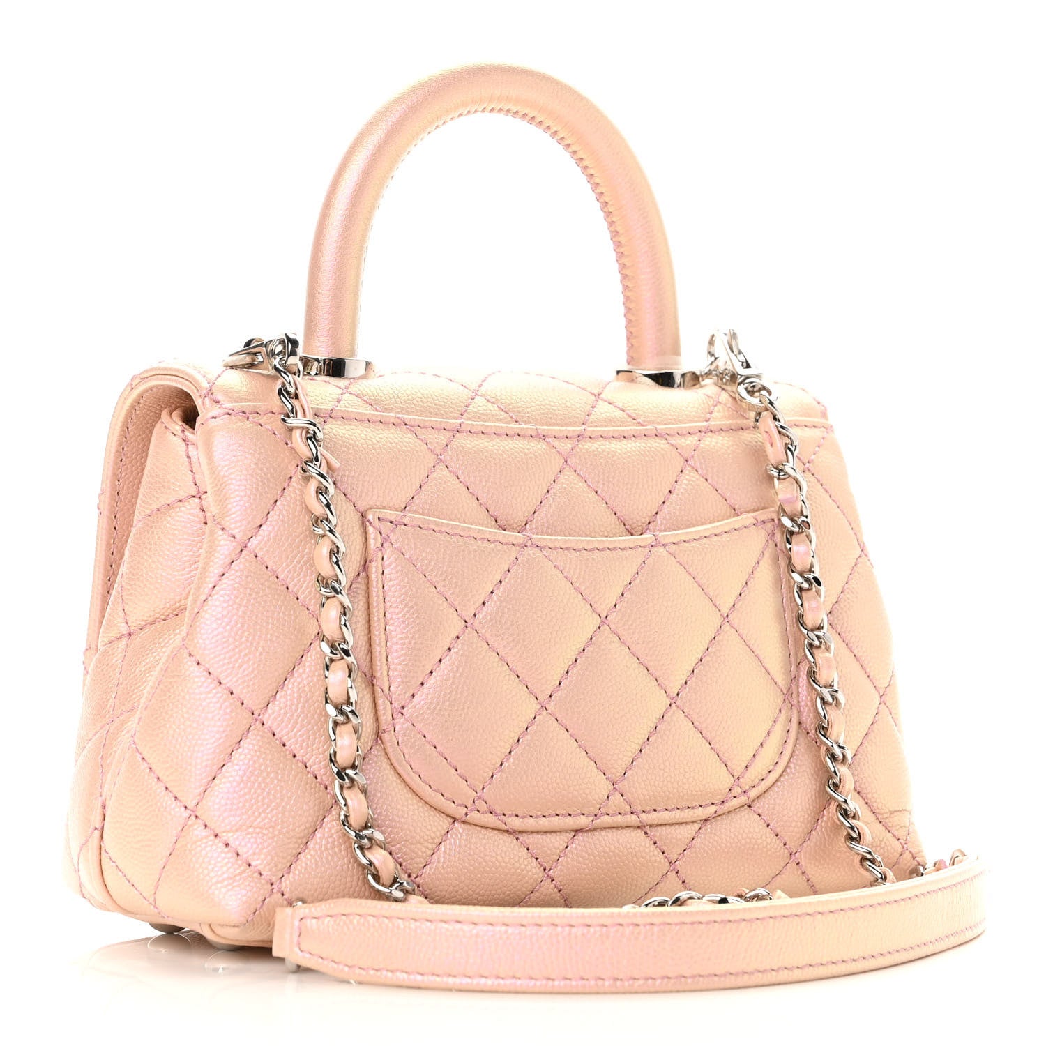 Chanel Iridescent Caviar Quilted Extra Mini Coco Handle Flap Light Pink 3 of 11