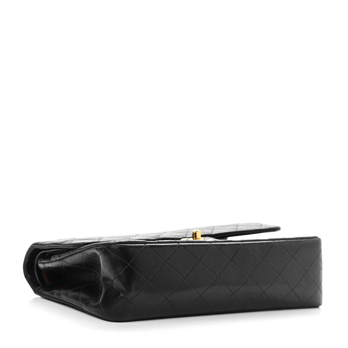 Lambskin Quilted Medium Double Flap Black
