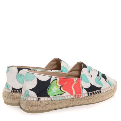 Chanel Printed Canvas Espadrilles 40 White Turquoise Red 4 of 7