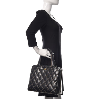 Chanel Calfskin Contrast Stitch Surpique Bowler Black 2 of 11