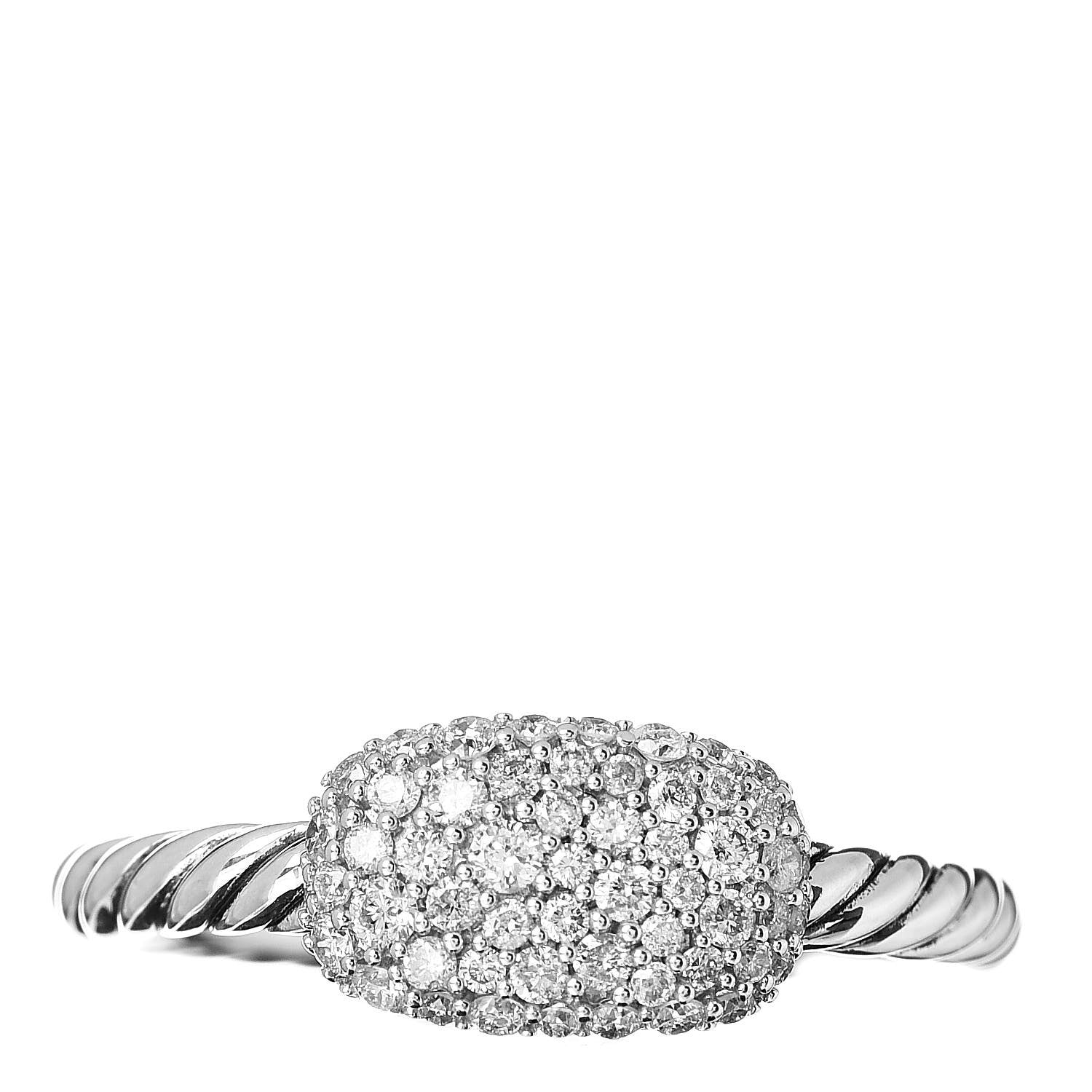 David Yurman Sterling Silver Pave Diamond 7mm Petite Cable Ring 53 6.5 1 of 5