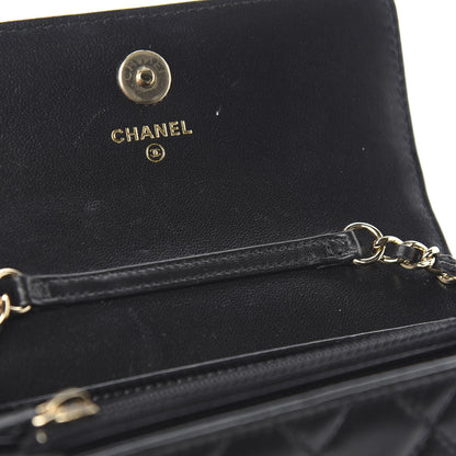 Chanel Lambskin Quilted Pearl Clutch With Chain Black 10 of 13
