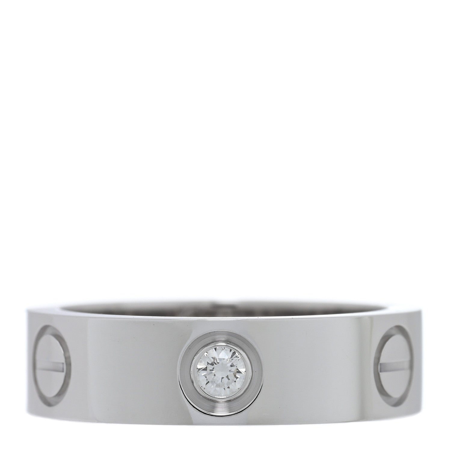 Cartier 18K White Gold 3 Diamond 5.5mm LOVE Ring 53 6.5 1 of 4