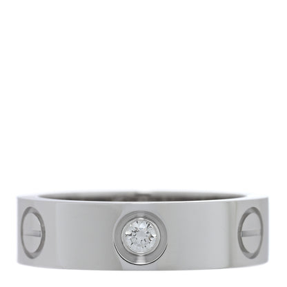 Cartier 18K White Gold 3 Diamond 5.5mm LOVE Ring 53 6.5 1 of 4