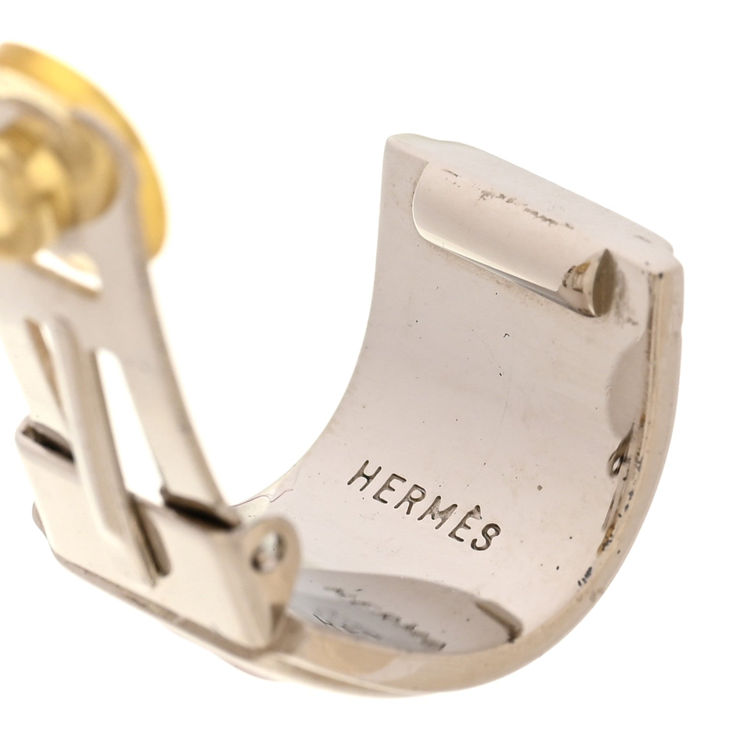 Hermes Enamel Printed Chaine d'Ancre Clip On Earrings Silver 4 of 5