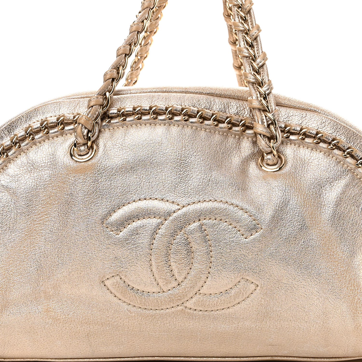 Chanel Metallic Goatskin Extra Large Luxe Ligne Luxury By Chanel Bowler Light Gold 8 of 11