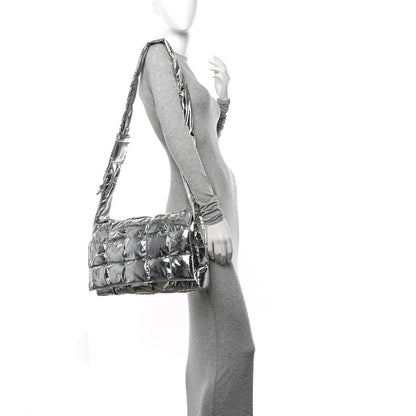Bottega Veneta Metallic Calfskin Maxi Intrecciato Padded Cassette Crossbody Bag Silver 2 of 10