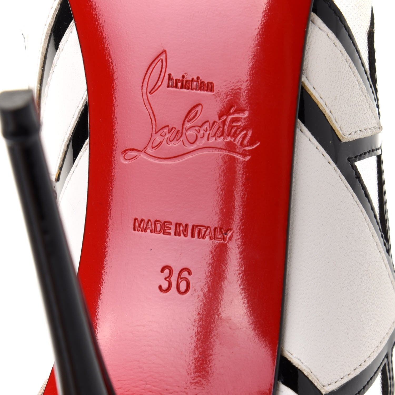 Christian Louboutin Shiny Nappa Patent Explorete 100 Pumps 36 White Black 7 of 7