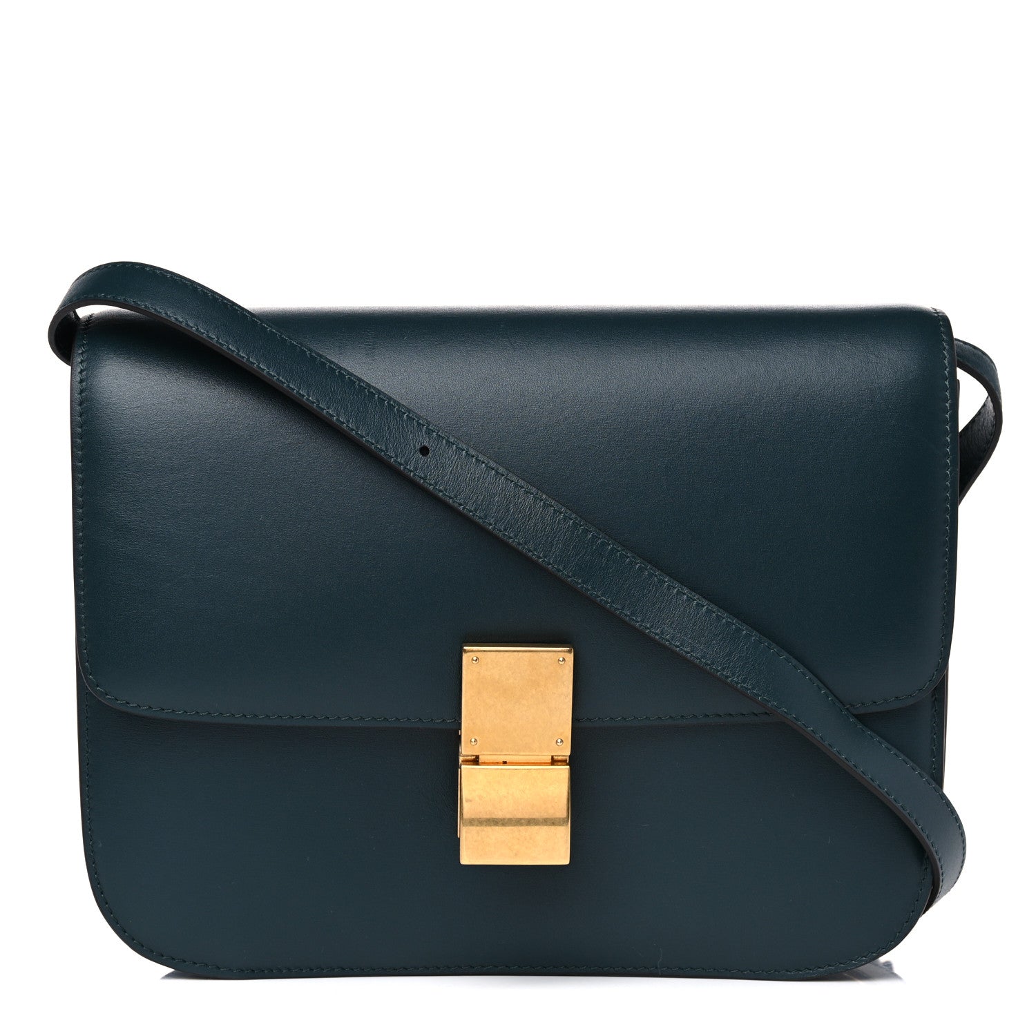 Celine Box Calfskin Medium Classic Box Flap Bag Dark Green 1 of 15