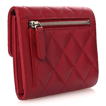 Chanel Caviar Quilted Compact Flap Wallet Dark Red 3 of 10